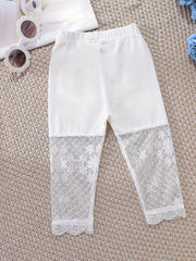 Girls' Mesh Lace Stitching Safety Leggings