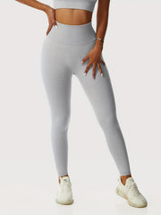 High Waist Ribbed Yoga Pants Seamless Slim Fitted Fitness Leggings