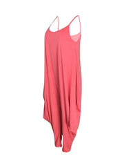 Solid Spaghetti Harem Jumpsuit Casual Ruffle Trim Sleeveless Baggy Jumpsuit