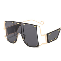 Oversized Square Sunglasses Women Big Frame Rimless Vintage Shield UV400