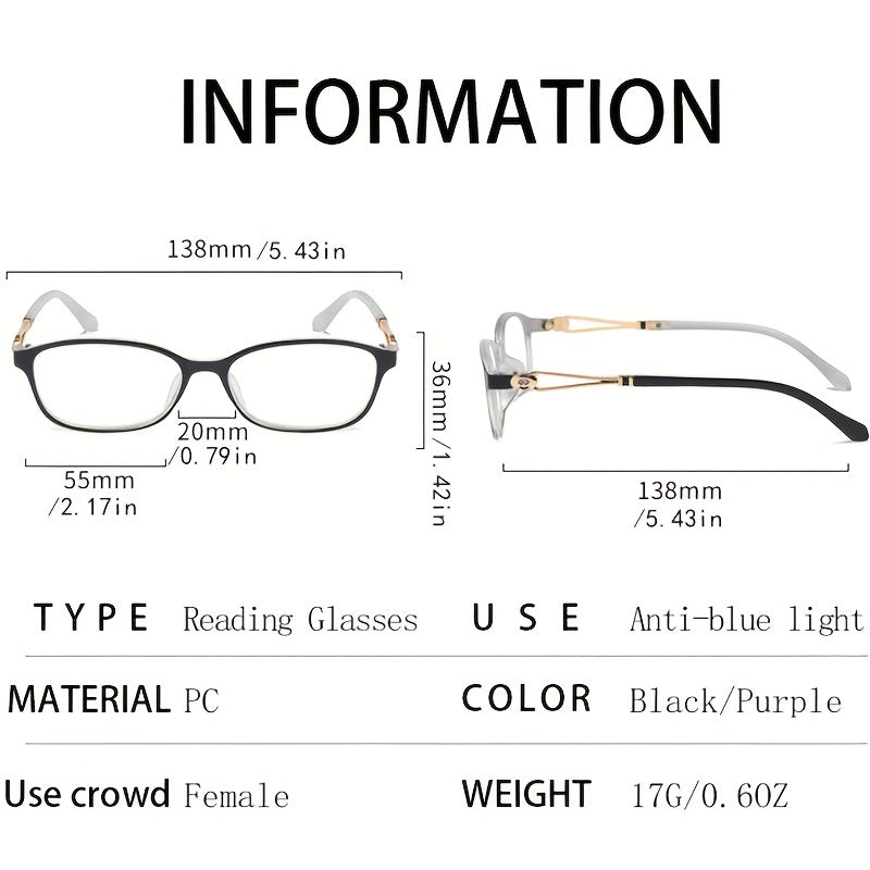 Square Clear Lens Anti-Eyestrain Reading Glasses