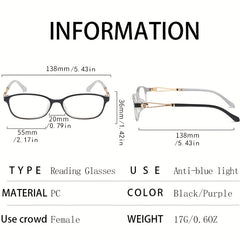Square Clear Lens Anti-Eyestrain Reading Glasses