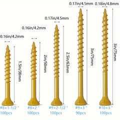 100 Wood Screws Coarse Thread Deck Star Flat Head Rust Resistant Epoxy