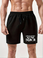 Men's Beach Print Comfy Summer Shorts Casual Loose Drawstring Shorts