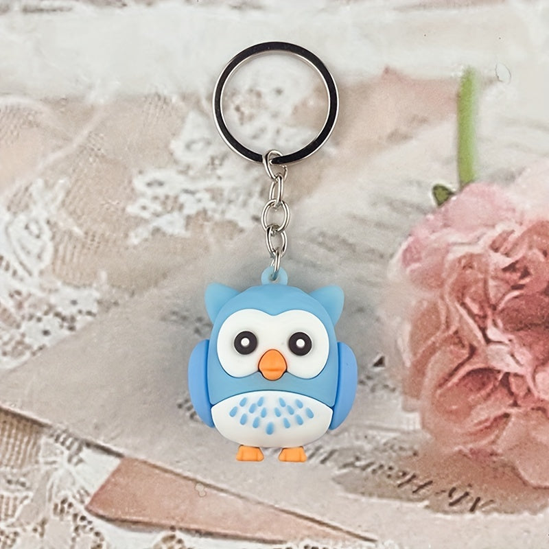 Cute Owl Bird Keychain PVC Cartoon Animal Pendant