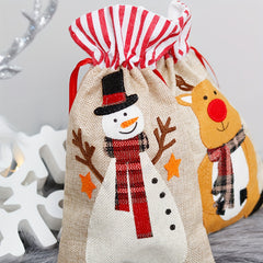 3pcs Christmas Candy Bag Bundle - Santa Claus Reindeer Snowman Print