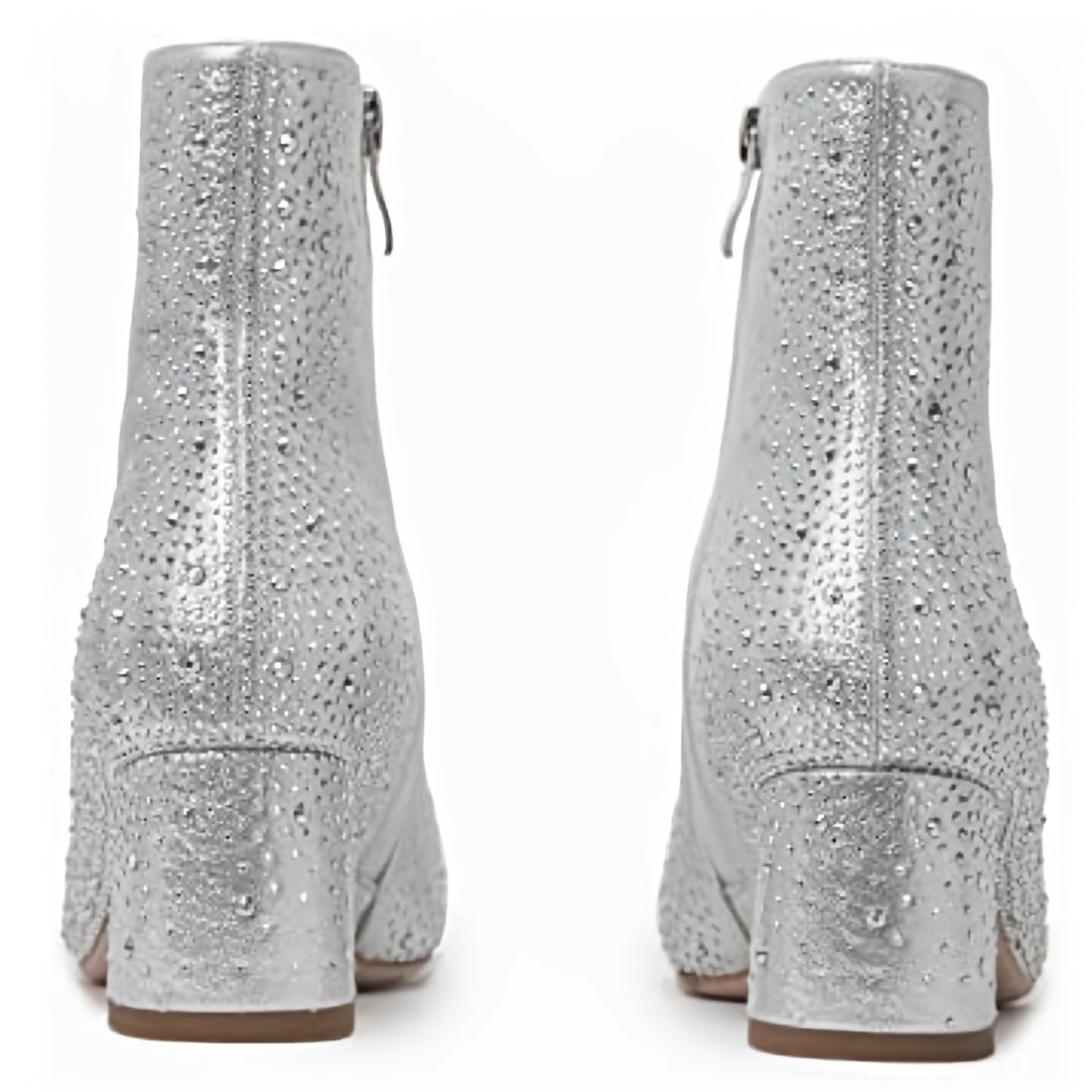 Women's Rhinestone Short Boots Point Toe Chunky Heel Dress Boots