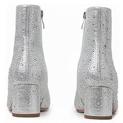 Women's Rhinestone Short Boots Point Toe Chunky Heel Dress Boots