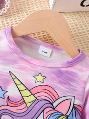Toddler Baby Girls Horse Print Pullover Long Sleeve Top