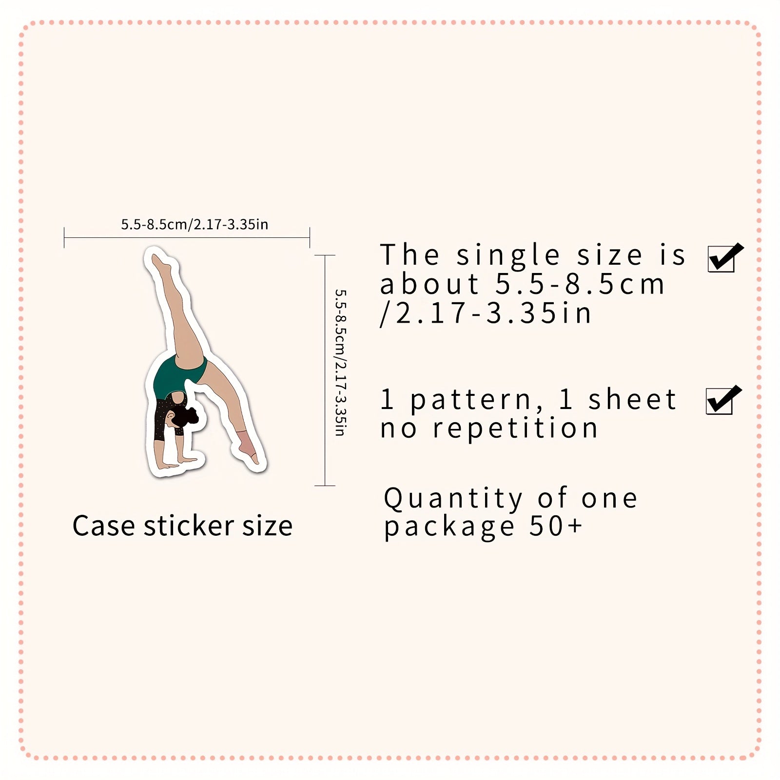 50pcs Gymnastics Waterproof Stickers for Water Bottles Laptops