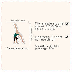 50pcs Gymnastics Waterproof Stickers for Water Bottles Laptops