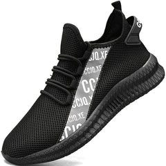 Men's Mesh Slip-On Sneakers with Shoelaces Breathable Lightweight Shoes