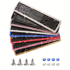 European Standard Plate Frame Stainless Steel Glass Rhinestones Point Drill