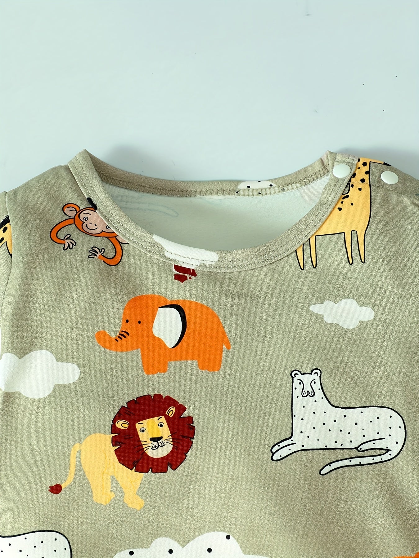 Cute Animal Print Baby Boys 2pc Romper & Hat Set