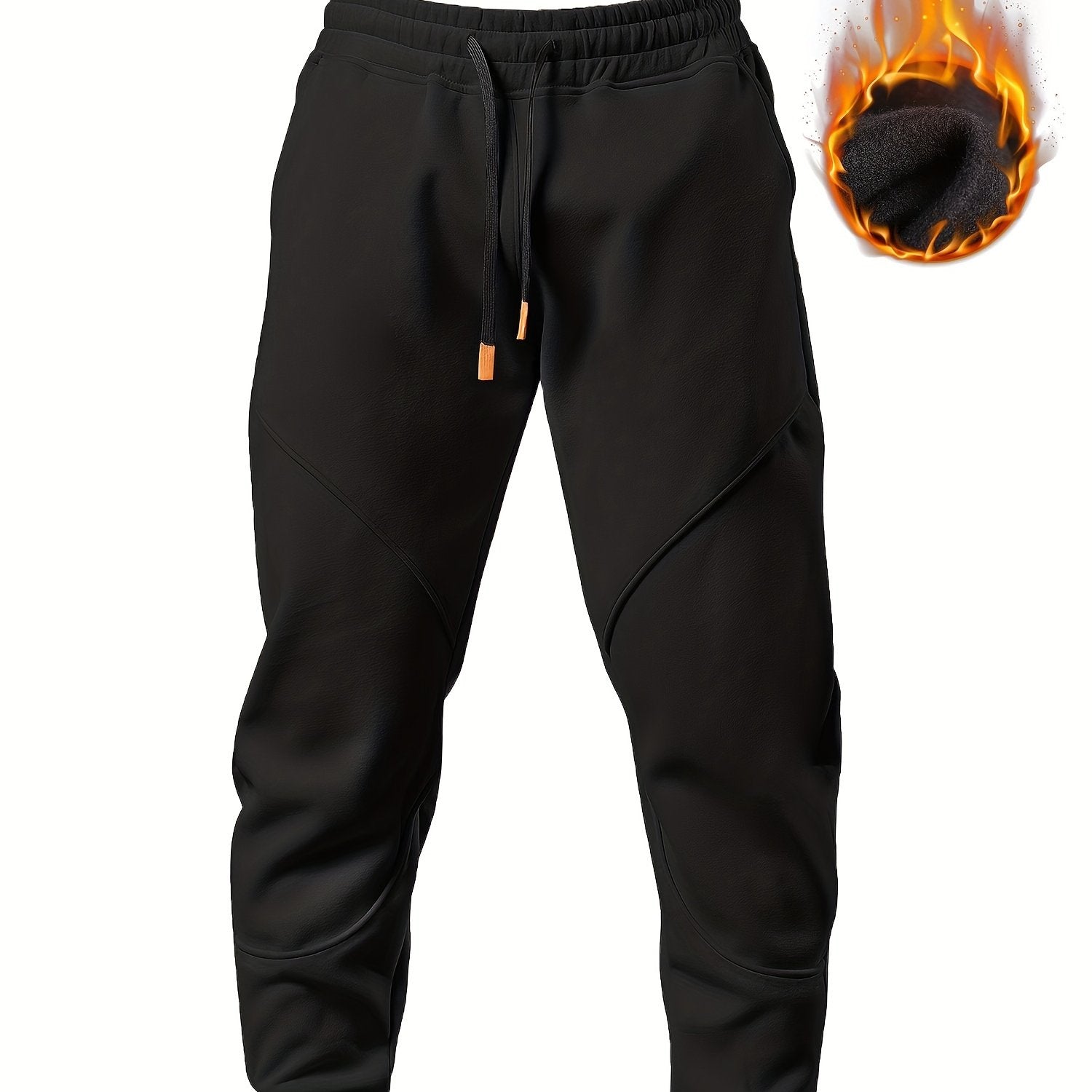 Men's Warm Fleece Sweatpants Drawstring Casual Jogger Pants for Autumn Winter