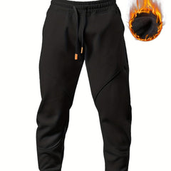 Men's Warm Fleece Sweatpants Drawstring Casual Jogger Pants for Autumn Winter