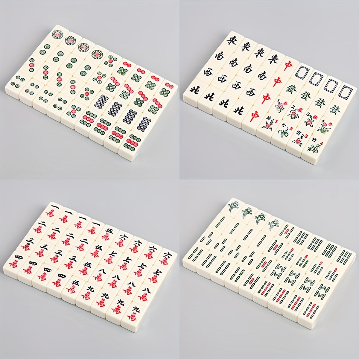Compact Mahjong Set 144 Tiles w/ Storage Box for Travel & Home Play