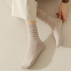7 Pairs Ribbed Crew Socks Comfy & Breathable Women's Stockings