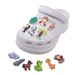 12pcs Cartoon Animals Shoe Decoration Charms, Christmas Birthday Party Favors