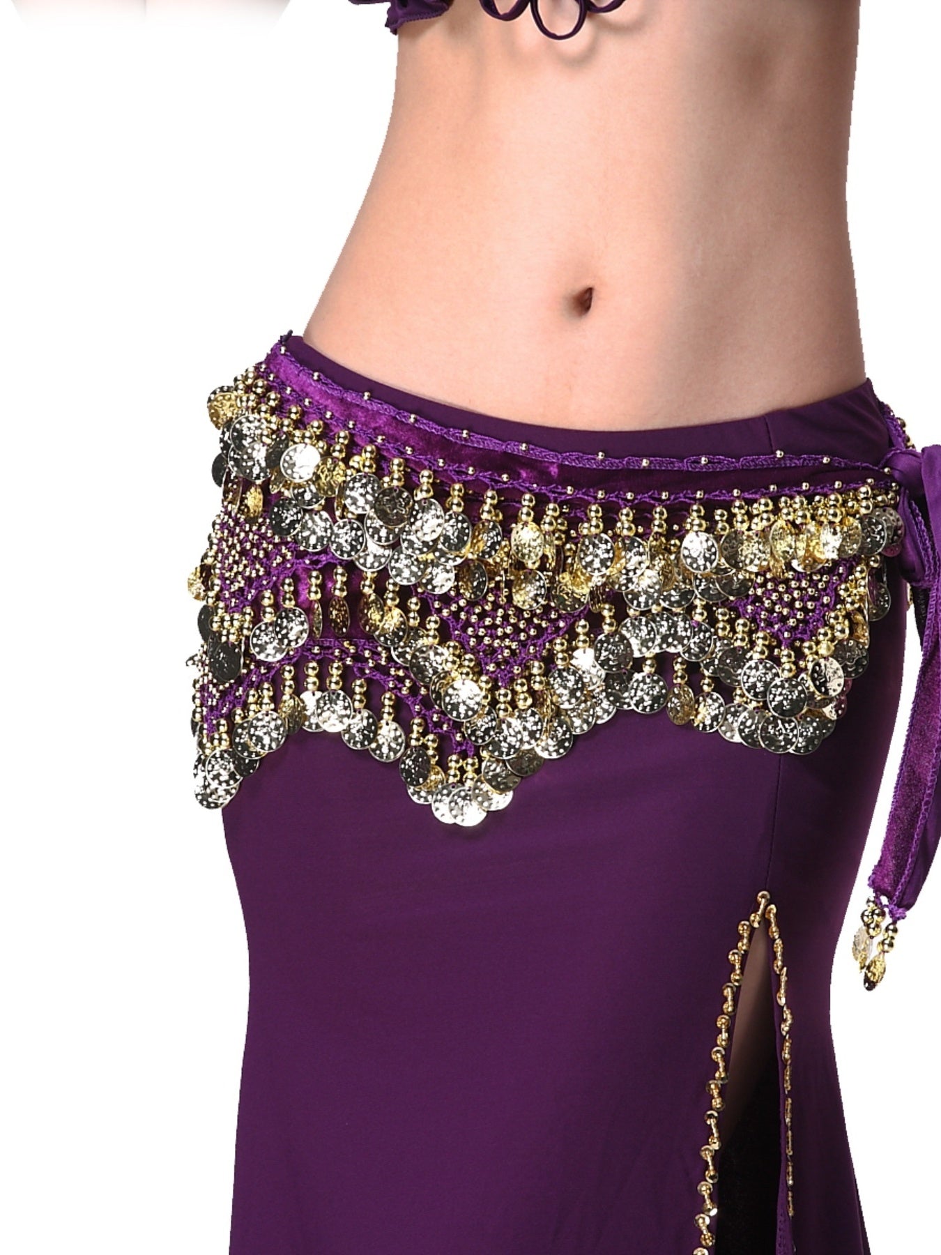 Sequin Belly Dance Scarf Skirt Belt Waist Golden Sequin