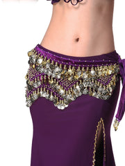Sequin Belly Dance Scarf Skirt Belt Waist Golden Sequin