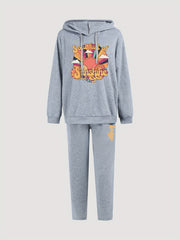 Women's Plus Sun & Daisy Print Hoodie & Sweatpants Outfits Set