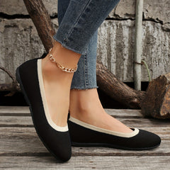 Women's Colorblock Flying Woven Flat Shoes Pointed Toe Slip On Shoes