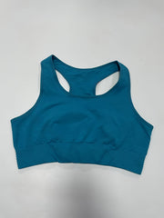 Sports Bra Women's Plus Solid Ribbed Round Neck High Stretch