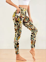Print Yoga Pants With Pocket High Stretch Leggings
