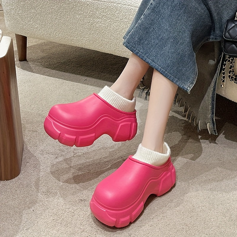 Plush Lined Slip On Clogs, Warm Fuzzy Sandals, Wear-Resistant Sole