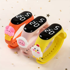 3pcs Kids' Animal Pattern LED Electronic Watch Set for Boys and Girls