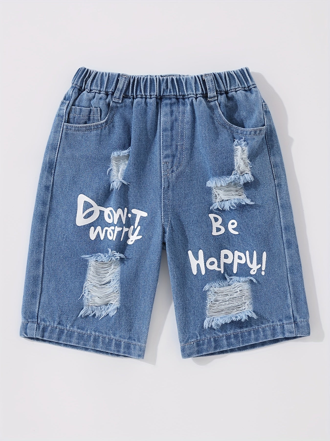 Boys Ripped Denim Shorts for Summer Outdoor