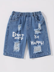Boys Ripped Denim Shorts for Summer Outdoor