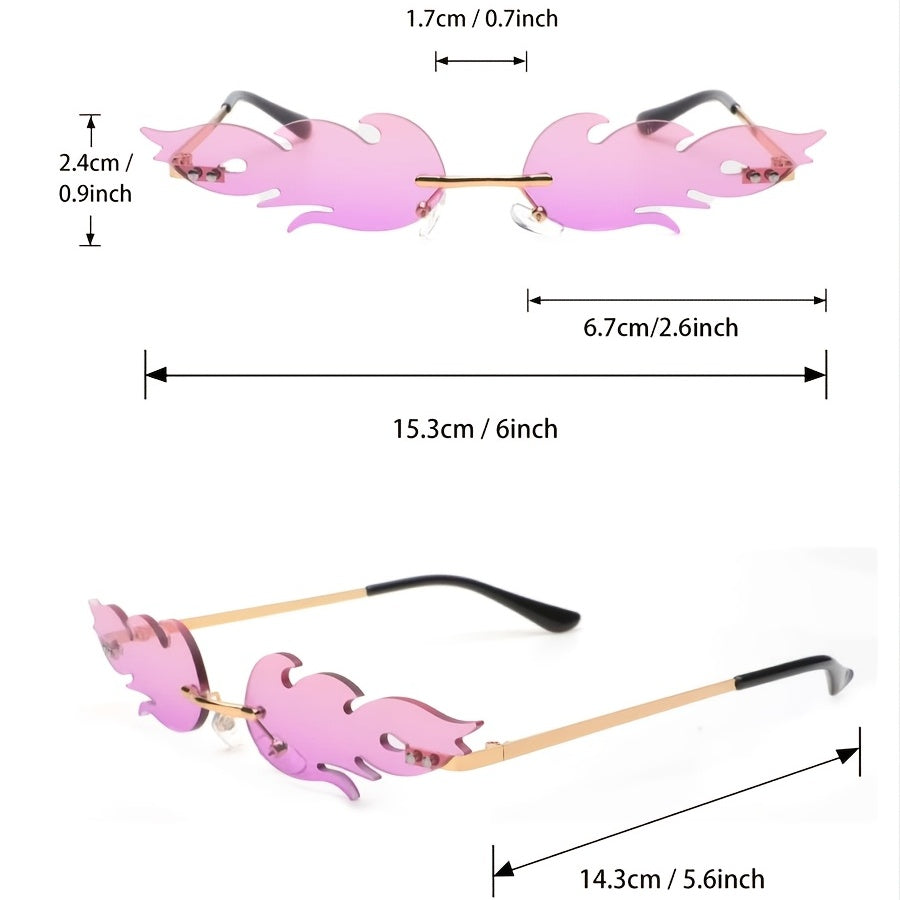 Vintage Rimless Fire Flame Sunglasses for Women