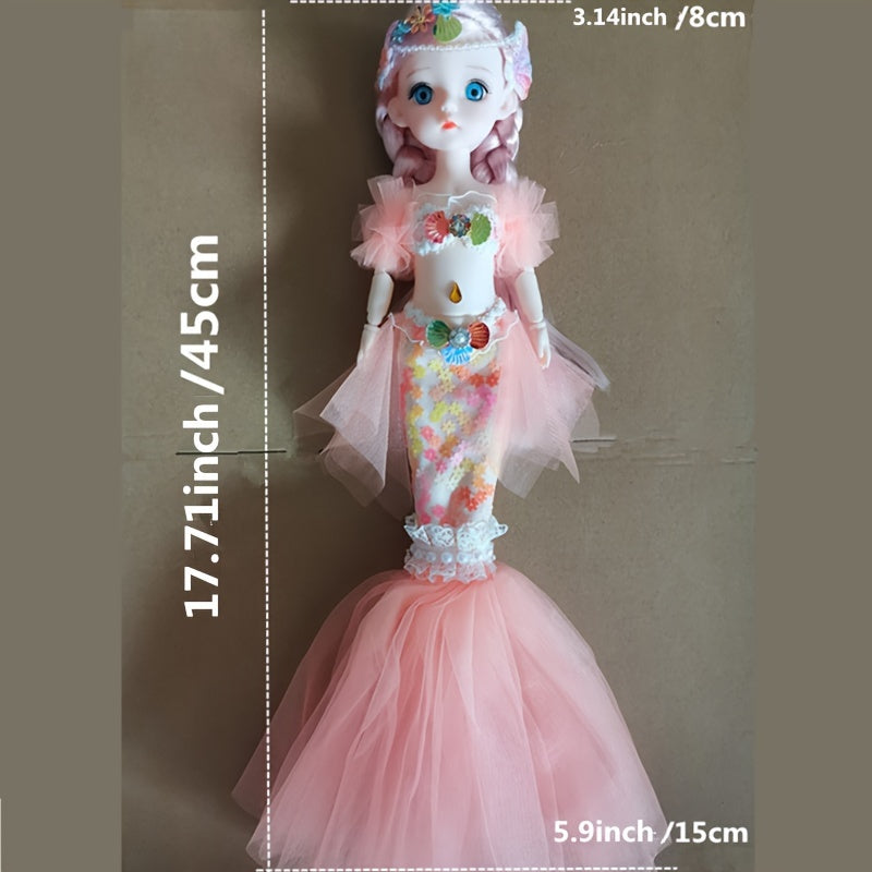 17 72inch Mermaid Doll Girl Toy Eyed Children's Princess Doll Wedding Dress Doll