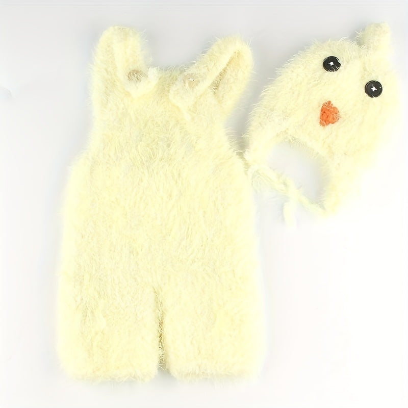 Newborn Chick Costume Crochet Romper Hat Photo Prop Outfit