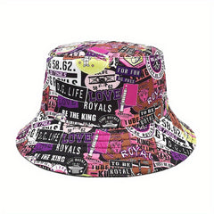Vintage Cartoon Bucket Hat Unisex Sign Print Reversible Basin Hat