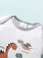 2pcs Baby Boys Animal Graphic Print Onesie & Shorts Set