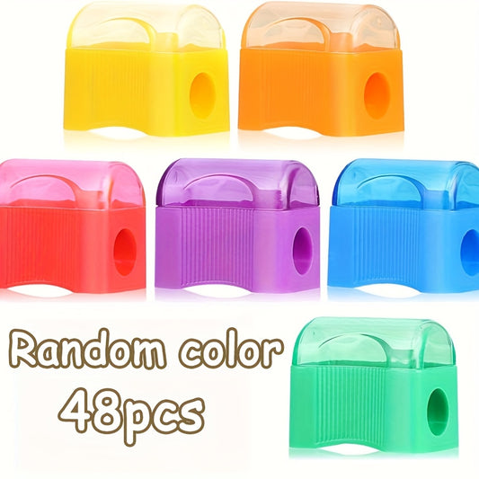 48pc Colorful Bread Pencil Sharpener w/ Lids, Assorted Colors