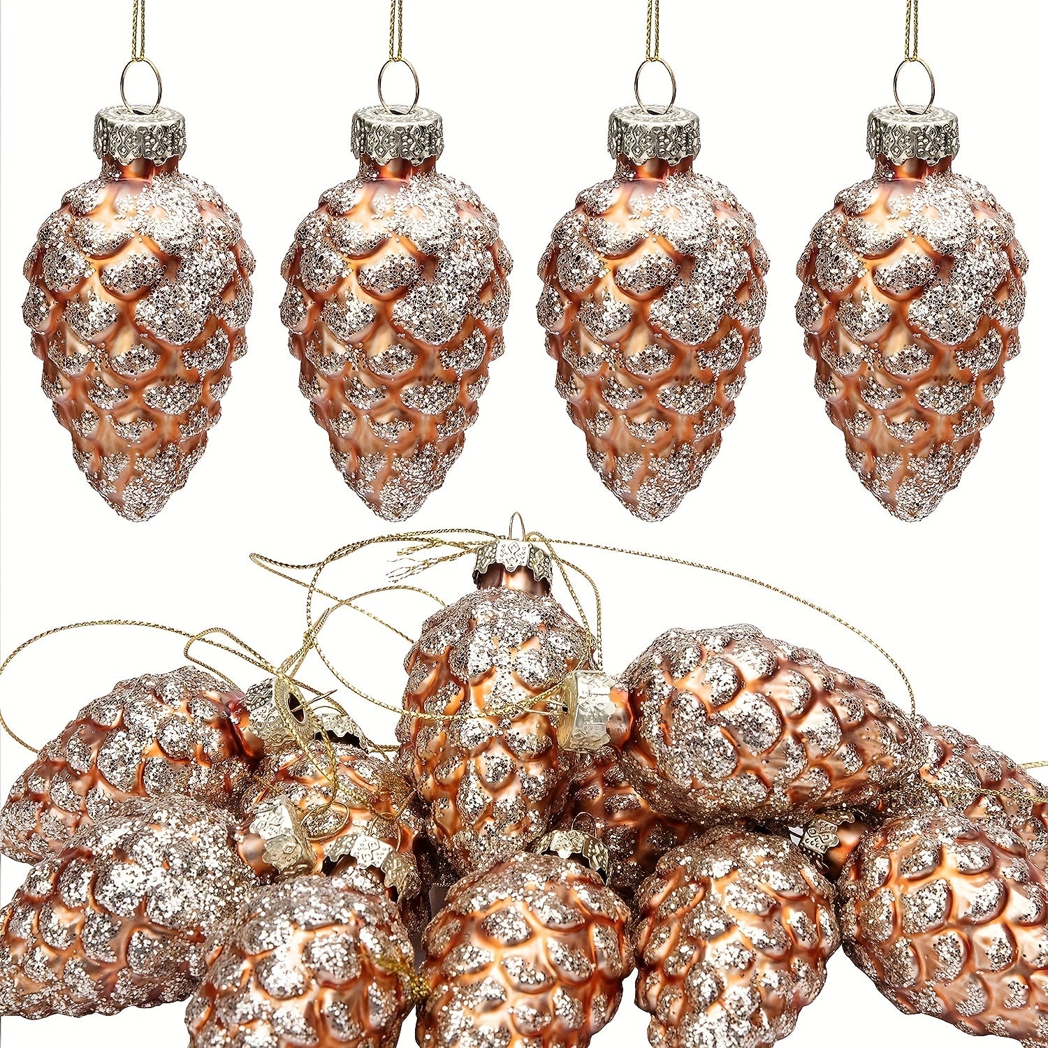 5pcs Glass Pine Cones Christmas Tree Decorations