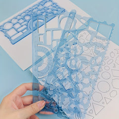 2pcs Geometric Drawing Ruler Set Student Painting Rule Learning Supplies