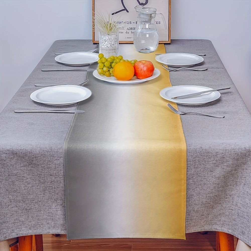 Burlap Linen Rustic Table Runner Yellow Gray Vintage Wood Grain Dresser Scarf