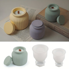 DIY Concrete Candle Jar Silicone Mold Gypsum Candle Holder Cement Vase Mold