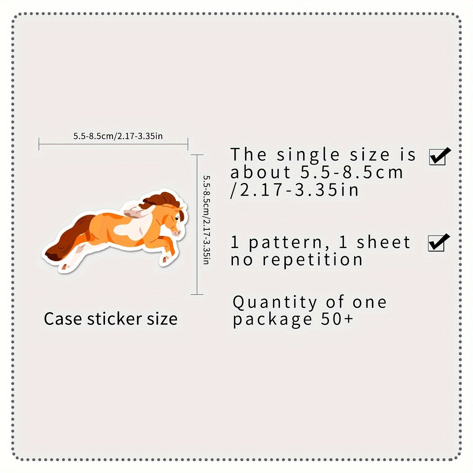 50pcs Dwarf Horse Cartoon Animal Stickers For Phone Journal Water Cup