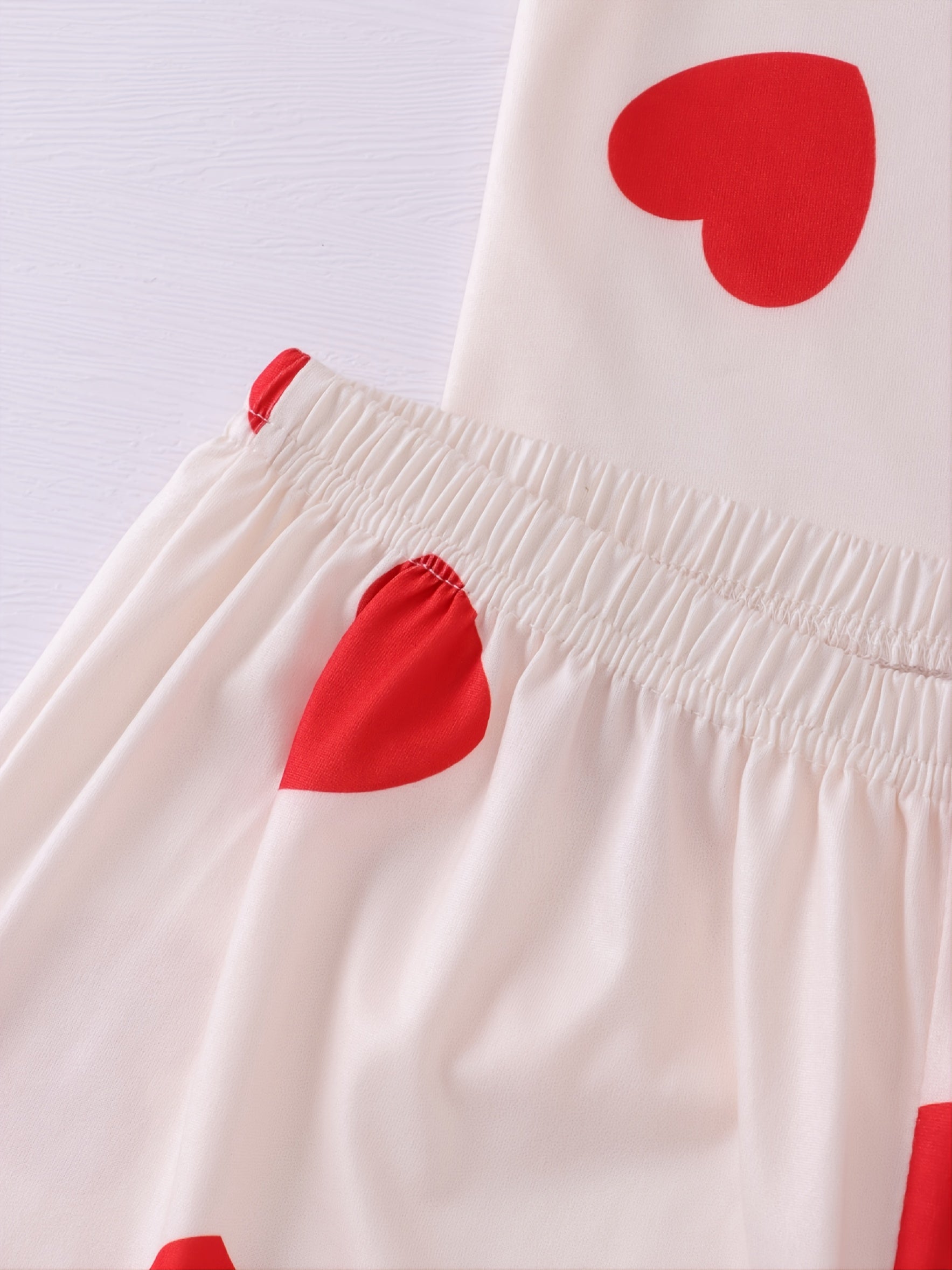 Heart Print Short Sleeve Pajama Set for Women