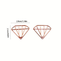 5pcs Rose Golden Diamond Paper Clip Label Clip Student Gift Stationery