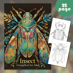 Deluxe Insect Painting Coloring Book for Adults - 22 Pages