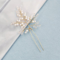 3pcs Faux Pearl Decor Braided Hair Pin Bridal Wedding Hair Accessory