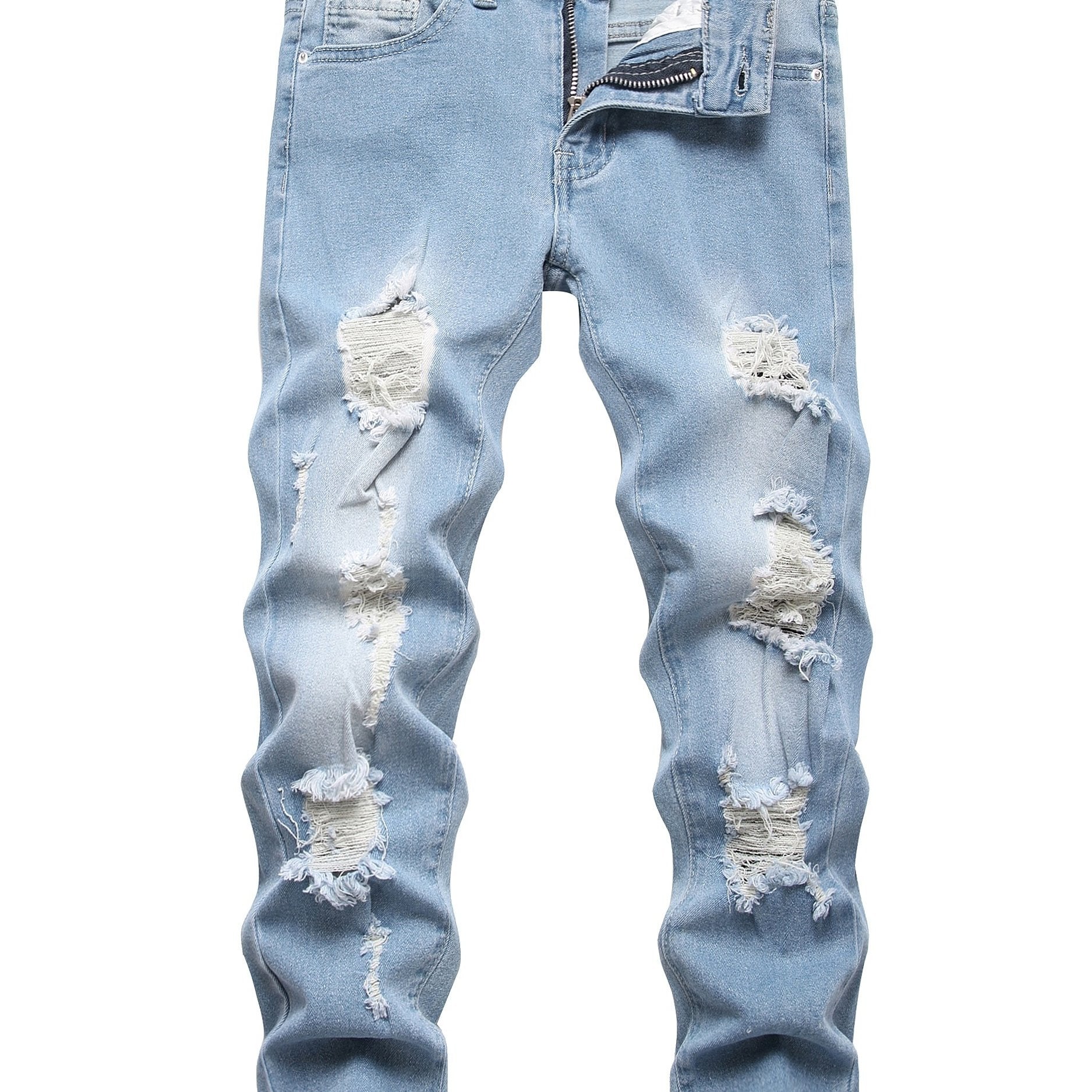 Boys Ripped Jeans Denim Pants Straight Cut Jeans