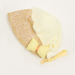 Plaid Bow Mesh Court Baby Headscarf Hat 0-3 Years